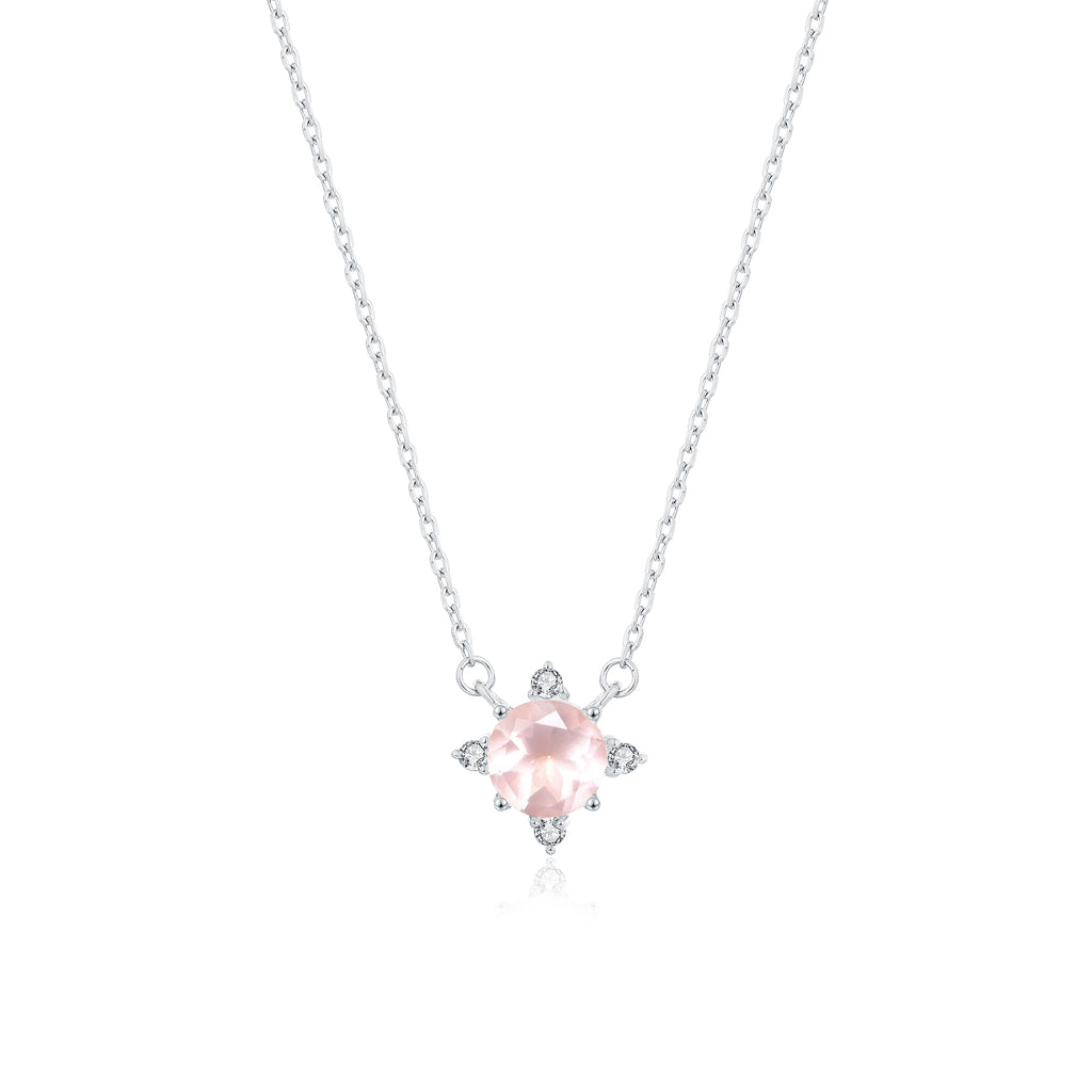 Collier Quartz rose argent Aimée