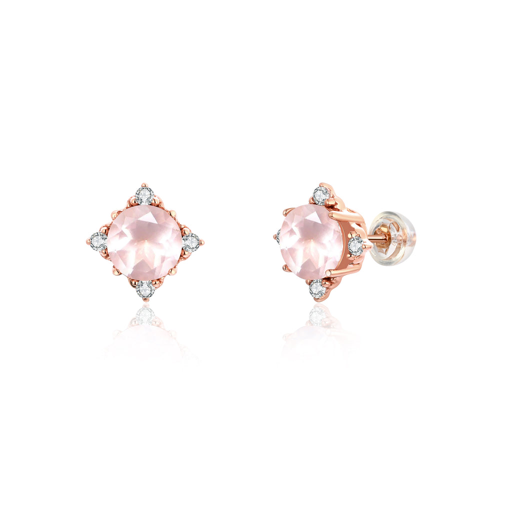 boucles d'oreilles quartz rose