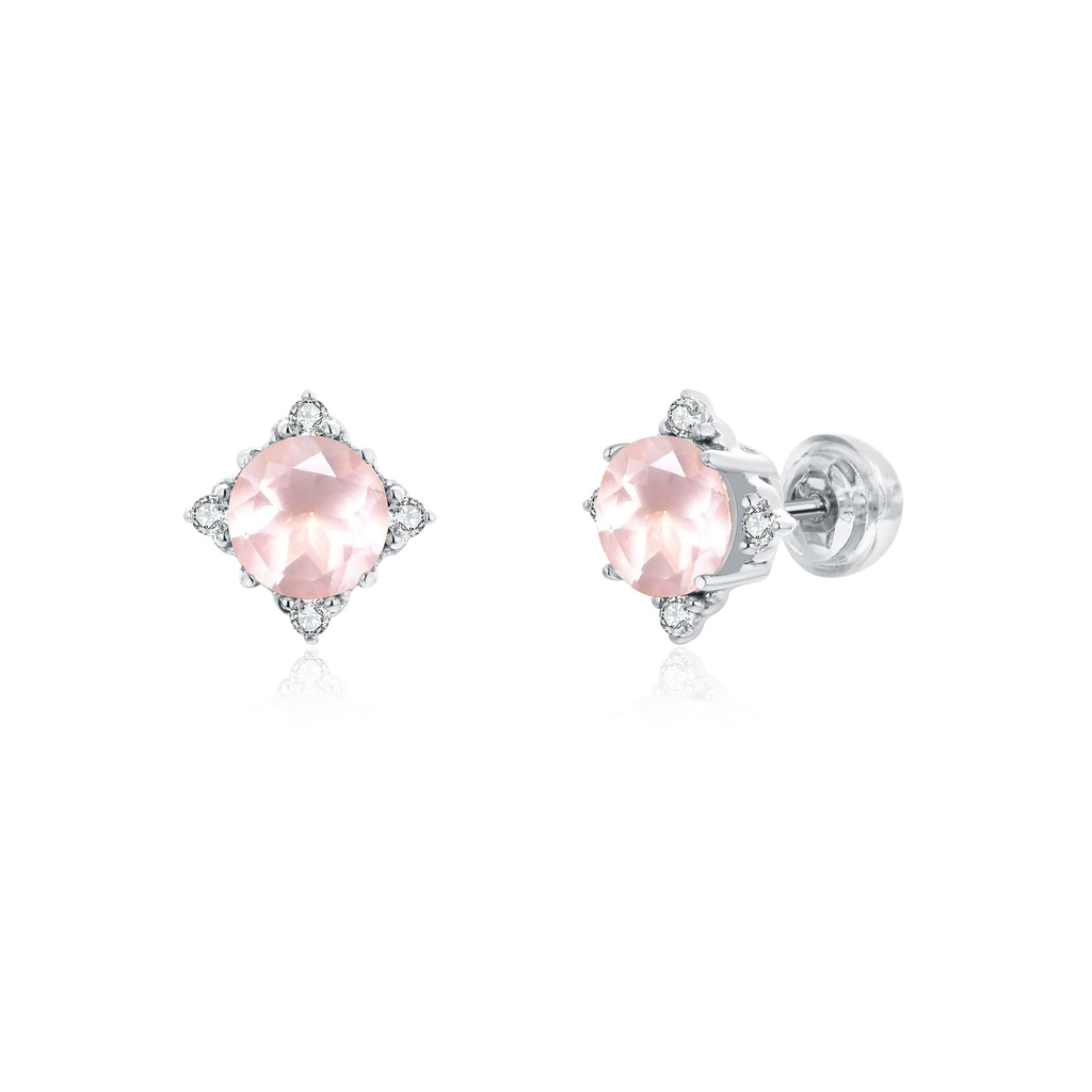 boucles d'oreilles quartz rose argent