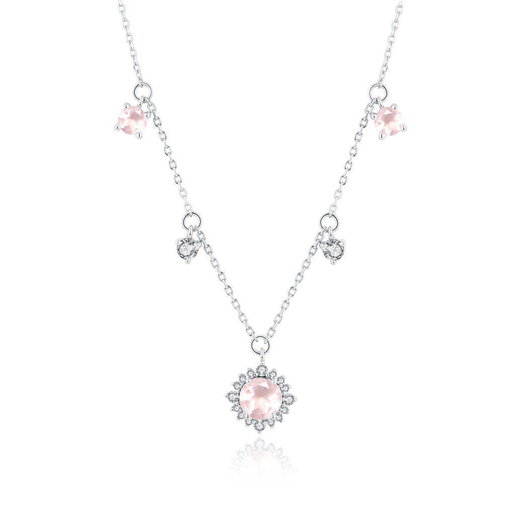 Collier Quartz rose argent Laury